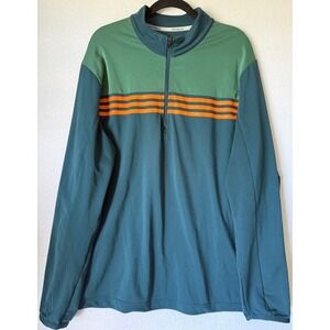 Adidas Climacool Golf Pullover Men XL Green Stripe 1/4 Zip Stretch Lightweight
